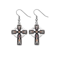 Image for Sea Gems Celtic Cross Drop Earrings, Black