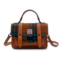 Image for Islander Mini Satchel Bag with HARRIS TWEED - Orange and Blue Tartan