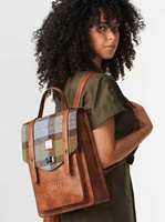 Image for Islander Carloway Backpack with HARRIS TWEED - Chestnut and Blue Tartan