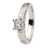 Image for Coleen 14kt White Gold Princess Cut .25ct Diamond Claddagh Engagement Ring