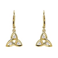Image for 14kt Gold Vermeil Trinity Knot White Sapphire Drop Earrings