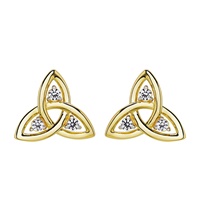 Image for 14kt Gold Vermeil Trinity Knot White Sapphire Stud Earrings