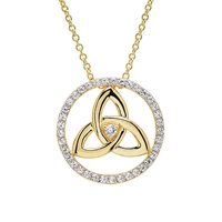 Image for 14kt Gold Vermeil Trinity Knot White Sapphire Necklace 18mm