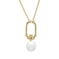 Image for 14kt Gold Vermeil Claddagh Pearl Necklace
