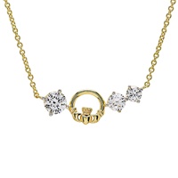 Image for 14kt Gold Vermeil Claddagh White Sapphire Necklace 25.22mm