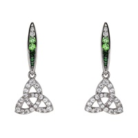 Image for Sterling Silver Green/White CZ Trinity Earrings