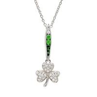 Image for Sterling Silver Green/White CZ Shamrock Necklace