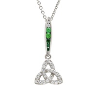 Image for Sterling Silver Green/White CZ Trinity Necklace