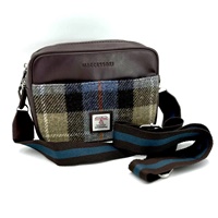 Image for Maccessori Harris Tweed Camera Bag, Blue/Brown Check