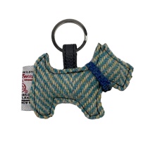 Image for Maccessori Harris Tweed Dog Key Chain, Turquoise Herringbone
