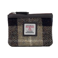 Maccessori Harris Tweed Coin Purse, Blue/Brown Check