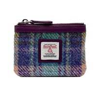 Maccessori Harris Tweed Coin Purse, Green/Purple Plaid
