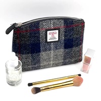 Image for Maccessori Harris Tweed Small Cosmetic Pouch, Blue Check