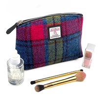 Image for Maccessori Harris Tweed Small Cosmetic Pouch, Blue/Pink Check