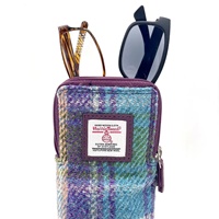 Image for Maccessori Harris Tweed Double Glasses Sleeve, Green/Purple Plaid