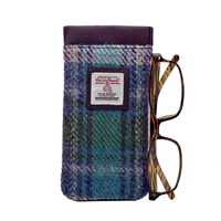 Image for Maccessori Harris Tweed Glasses Sleeve, Green/Purple Plaid