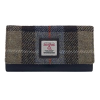 Maccessori Harris Tweed Ladies Envelope Purse, Blue/Brown Check