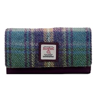 Maccessori Harris Tweed Ladies Envelope Purse, Green/Purple Plaid