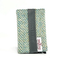 Image for Maccessori Harris Tweed Pop Up Card Holder, Turquoise Herringbone