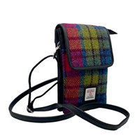 Image for Maccessori Harris Tweed Mini Crossbody Bag, Blue/Pink Check