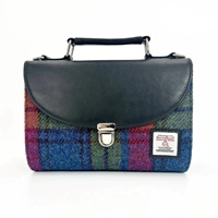 Image for Maccessori Harris Tweed Mini Day Bag, Blue/Pink Check