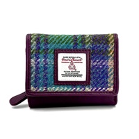Image for Maccessori Harris Tweed Trifold Purse, Green/Purple Plaid