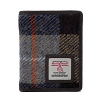 Image for Maccessori Harris Tweed Slim Bifold Vertical Wallet, Blue/Brown Check