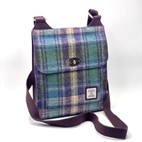 Image for Maccessori Harris Tweed Satchel Bag, Green/Purple Plaid