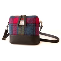Image for Maccessori Harris Tweed Square Shoulder Bag, Blue/Pink Check
