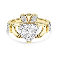 Image for 14kt Gold 2 Carat Diamond Irish Claddagh Ring