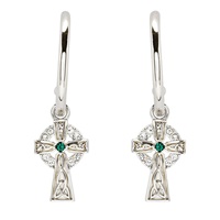 Image for Sterling Silver Crystal Cross Hoop Earrings