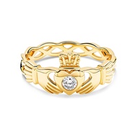Image for 14K Gold 0.10ct Lab Diamond Irish Claddagh Ring