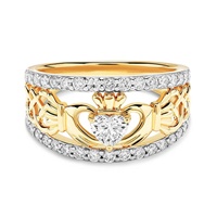 Image for 14K Gold 0.82ct Lab Diamond Irish Claddagh Ring