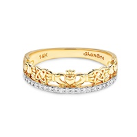 Image for 14K Gold 0.11ct Lab Diamond Irish Claddagh Ring