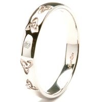 Image for 14kt White Gold Celtic Embossed Pressure Set Diamond Wedding Ring