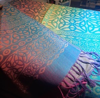 Image for Pashmina and Silk Oversized Celtic Scarf Multi Ranbow