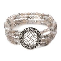 Image for BILI Jade Bracelet with Glass Bead Celtic Knots, Grey