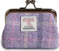 Image for Islander Coin Purse with HARRIS TWEED - Purple Tartan