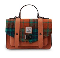 Image for Islander Medium Satchel Bag with HARRIS TWEED - Orange and Blue Tartan