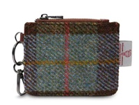 Image for Islander Card Zip Wallet with HARRIS TWEED - Chestnut Blue Tartan