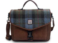 Image for Islander Laptop Bag with HARRIS TWEED - Chestnut Blue Tartan