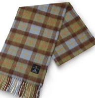 Image for Harris Tweed Islander Lambswool Scarf, Chestnut Blue Tartan