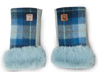 Image for Islander lambswool Mittens-blue tartan
