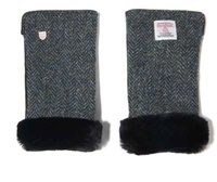 Image for Islander Fingerless Gloves- Grey Herringbone-S/M