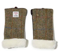 Image for Islander Fingerless Gloves-Chestnut Herringbone- M/L