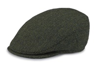Image for Hanna Vintage Cap Tweed, Harris Scottish Tweed - Green & Black Herringbone