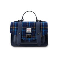 Image for Islander Medium Satchel Bag with HARRIS TWEED - New Navy Tartan