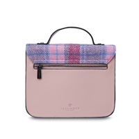 Image for Islander Medium Calton Satchel Bag with HARRIS TWEED - Pink and Blue Tartan