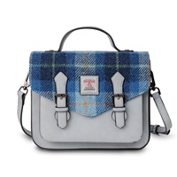 Image for Islander Medium Calton Satchel Bag with HARRIS TWEED - Blue Tartan