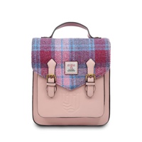 Image for Islander Calton Backpack with HARRIS TWEED - Pink and Blue Tartan